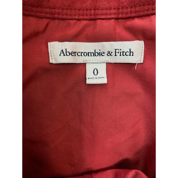 Abercrombie & Fitch Women's Size 0 Red Faux Suede Lined Snap Front A-Line Skirt - Picture 3 of 5